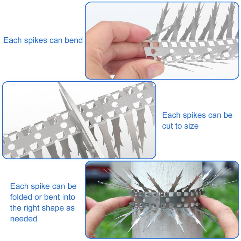 Quunoot Bird Spikes  10 FT Stainless Steel Bird Deterrent Spikes  Pigeon Spikes for Outside to Keep Birds Squirrel Raccoon Cat Away  for Garden Fence Roof Window Sill and Wall(10 Pack) - Image 4